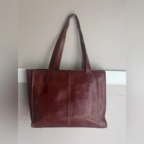 Vintage Fossil red leather tote ba - Picture 1 of 4